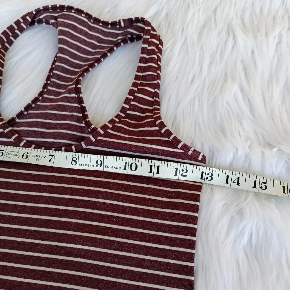LULULEMON CRB COOL RACERBACK Tank Top 4 Stripe White Striped Bordeaux Drama.